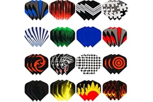 BLEZO Standard Dart Flights – 16 Sets (48 Pcs) | Extra Strong, Thick & Durable PET Darts Flights | Stylish Feather Design Wings for Steel Tip & Soft Tip Darts