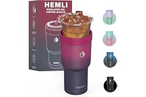 HEMLI Ice Coffee Sleeve Double Wall Stainless Steel Insulation, Reusable Coffee Sleeve for Starbucks, Dunkin Donuts, McDonalds, 16-32 oz, Ice Coffee Accessories, Red Purple, 30