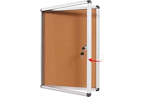 S SWANCROWN SWANCROWN Lockable Notice Board 49x36cm, Cork Pin Board for Office School Home, Tamperproof Display Board for Poster (2xA4)