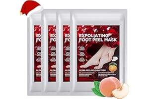 MEITREND 4 pary masek do stóp – Skarpetki złuszczające z aloesem, maska do stóp na zrogowaciałą skórę, skarpetki złuszczające do usuwania zrogowaceń, intensywne złuszczanie naskórka, pielęgnacja stóp (Peach)