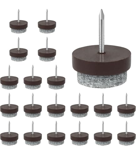 Adsamm® 32 x viltglijders met schroef, bruin, 20 mm, rond, meubelglijders om te schroeven, in premium kwaliteit