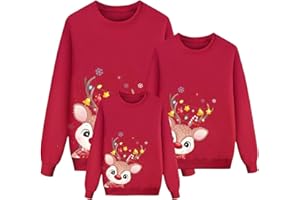 POIUIYQA Felpa Leggero Natalizia per Famiglia Felpe a Maniche Lunghe di Natale Sweatshirt, Girocollo Maglione Donna Uomo Bambino Invernale Felpa Natale Maglione Natalizio