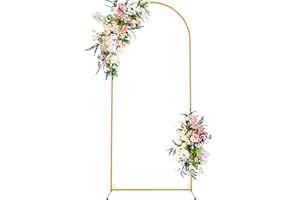 Wokceer 1.8 m Hochzeitsbogen-Hintergrundständer, quadratisch, goldfarbener Metallbogen, Hintergrund für Hochzeitszeremonie, Outdoor, Innenbereich, Blumenballon, Bogen Dekoration