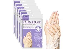 CCKULOOB Hand Mask, 6 Pairs Super Hydrating Hand Mask Moisturizing Hand Mask that Enriched with Collagen, Shea Butter, and Vitamin-E to Revive Dry, Rough and Cracked Skin (6 Lavender)