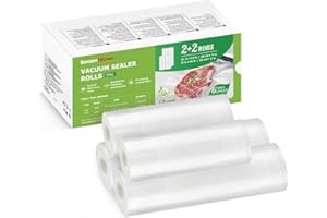 Bonsenkitchen Vacuum Food Sealer Rolls Bags 2 Rolls 20 x 500 cm + 2 Rolls 28 x 500 cm, BPA Free, Textured Food Vacuum Sealer Bag, Thick Embossed Bags for Food Storage and Sous Vide Cooking, VB42