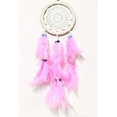 Mixperi Pembe Kuş T&uuml;yl&uuml; Dream Catcher El Yapımı R&uuml;ya Kapanı Duvar S&uuml;s&uuml;