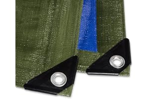 ETM Telone'Leno'per esterni, giardini, rimorchi e molto altro - con occhielli, telo protettivo resistente alle intemperie e ai raggi UV, impermeabile, verde, 3x4 m - 260g/m²