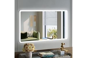 baklon Specchio bagno con luce 100x60cm, Specchio-Bagno-LED Antifog,3 Colori Luce,Dimmerabile, IP65 VetroTemperato HD,mirror Retroilluminato Bagno,Funzione Memoria, Orizzontale/Verticale