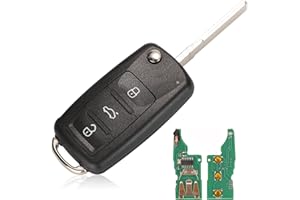 Heart Horse Carcasa Mando Llave del Coche, 3 Botones Funda de Llave Remoto Carcasa Repuesto Llave para V W Seat Polo Caddy G olf Beet-le J-ETTA Scir0cc0 Sharan Transporter (433 MHz ID48 Chip)