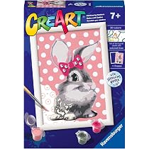 Ravensburger CreArt: Coppia cagnolini – Dipingere con i Numeri per Bambini 7+ Anni, Kit Pittura con Tavole, Cornice, Pennello e Colori Inclusi, 25 x 18,30 cm, Idee Regalo