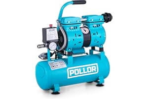 POLLOR Low Noise Oilless Air Compressor Silent Oil Free Portable, 8 BAR 115psi (9L)