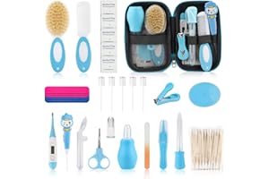 NODSE Baby-Gesundheits- und Fellpflege-Set, Baby-Essentials für Neugeborene, tragbares Baby-Sicherheitspflege-Set für Jungen und Mädchen-blau 31 in 1