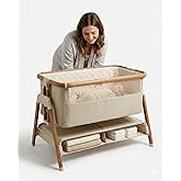 Venture Sona Next To Me Crib – Adjustable Baby Bed with Dropside, Premium Mattress, Breathable Mesh & Storage Shelf - No-Tool