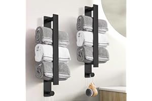 OVIS AMMON 2 Pack Handtuchhalter Ohne Bohren, Gästehandtuchhalter Selbstklebend Handtuchhalter Gäste 40 cm 304 Edelstahl (Schwarz)