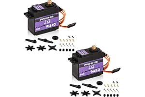 HEEMOL Servomoteurs à 180 degrés 15 kg Servo numérique avec boîte de vitesse en métal à couple élevé Servo moteur, 6V, pour voiture RC 1/10 1/8 Avion Bateau Robot Hélicoptère [2PCS]