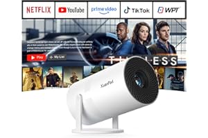 ‎XUANPAD [Kompatibel mit Netflix & Elektrischer Fokus] 20000L Mini Beamer mit WiFi & Bluetooth 1080p Projektor mit 210° drehbarer Stand, Automatische Trapezkorrektur, Staubfilter &Wärmeableitungssystem