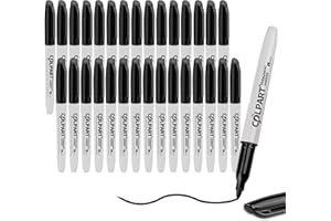 colpart Permanent Markers,Fine Tip Black Permanent Marker Bulk of 30 Pack Black Marker Set Waterproof,Fade-resistant,Quick Drying Markers Work On Wood, Metal, Plastic, Stone, Glass For Office School