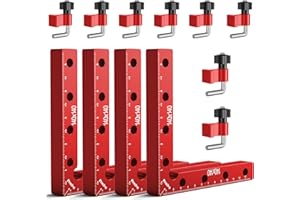 Preciva 90 Degree Right Angle Positioning Square Clamp, Aluminum Alloy Right Angle Clamp,Professional Woodworking Tools Woodworking Block for Picture Frames Cabinet Drawers - 4 Sets （14cm/5.5"） Red