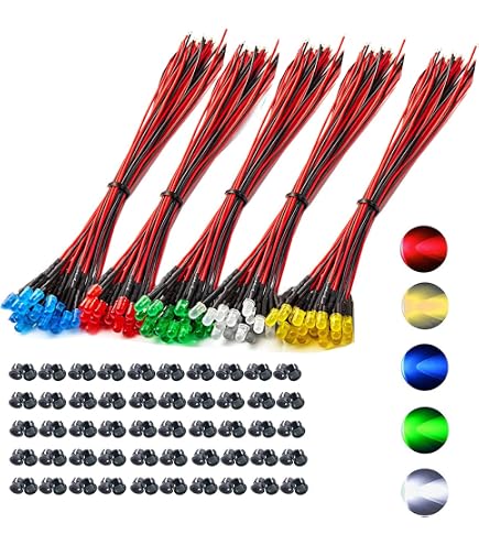 20 LEDs Rouges 5mm + 20 Supports - 3-12V - Parfait Pour Projets DIY Et Bricolage