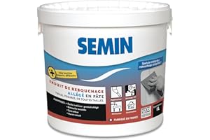 Semin Enduit de Rebouchage Allégé Sem-Light - Trous et Fissures Importants - Intérieur - Pot de 1 L - Blanc - Spatule intégrée