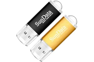 SunData Clé USB 32 Go Lot de 2 USB 2.0 Flash Drive Mémoire Stick Stockage Données Pendrive avec Lumière LED (2 Couleurs: Noir Or)