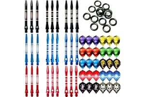JpGdn 54 and 87 Pcs Darts Shafts and Flights Aluminum 2BA Medium Dart Stems Assorted Thread Throwing Fitting with O'ring for Indoor Dart Games Professional Dart Accessories