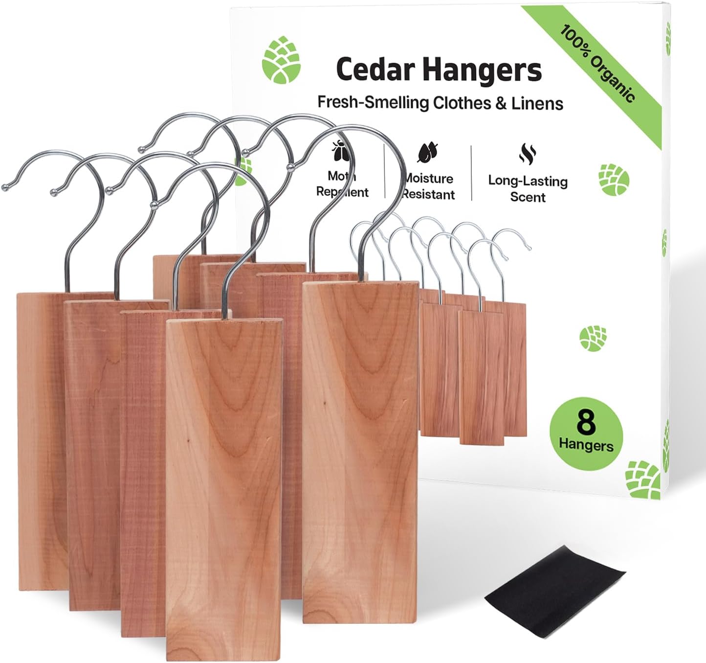 Cedarwood Moth Repellent for Wardrobes Pack of 8 Cedar Wood Hanging Blocks | 100% Natural Cedar Wood Moth Hangers for Clothes Protection | UK Moths Deterrent & Killer for Drawers with Sandpaper