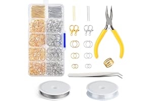 ‎FEPITO FEPITO Schmuckherstellung Kit Anfänger Werkzeug Kit Schmuck Reparatur Kit Silber und Gold Karabinerverschluss Offene Binderinge und Pin Schmuck Zubehör Kit mit Zangen
