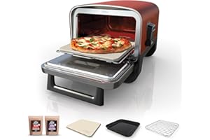 Ninja Woodfire Electric Outdoor Oven, 8-in-1 Pizza Oven, High-Heat Roaster & BBQ Smoker with Roast Rack, Pro-Heat Tray, Pizza Stone,Wood Pellets & Scoop, Electric,6 Pizza Settings,Burnt Orange OO101UK