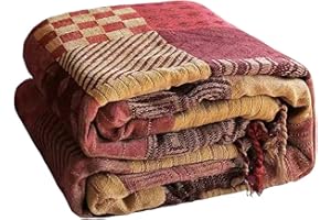 VANJOROY Bohemian Large Patchwork Sofa Bed Throw Blanket with Tassels For 2 3 Seater, 100% Chenille Soft Multi-function Throw for Couch, Bedspreads,Rug and Bed (220×260CM(87×102In))