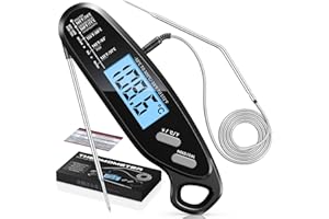 Babacom Termometro Cocina Digital Instantáneo, Meat Thermometer con 2 Sondas y Pantalla Retroiluminada. Ideal Para Horno, Caramelos, Parrilla y Freidora de Aire, Termómetro Carne