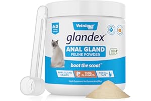 VETNIQUE LABS Glandex Feline Anal Gland Fiber Supplement Powder for Cats with Digestive Enzyme, Probiotics and Pumpkin, Vet Recommended for Healthy Bowels - Tuna Flavored 4.0 oz, Scoop Included