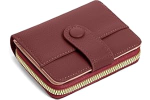 Adiwo Carteras de Mujer, Mini Cuero Monedero con Cremallera, Monedero Pequeño con RFID, Tarjetero con 5 Ranuras, Pequeño y Liviano, Diseño Minimalista, Fácil de Transportar（Rojo）