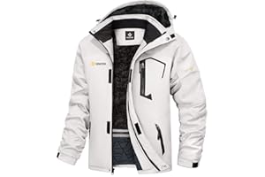 GEMYSE Homme Veste de Ski Imperméable de Montagne Manteau d'hiver Extérieur en Polaire Coupe-Vent avec Capuche