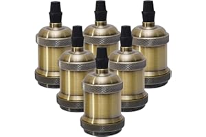 Sevenpers Portalámparas Vintage E27, 6 piezas Casquillos para Bombillas Adaptadores de Portalámparas Cerámica Edison retro lámpara, para Hogares Oficinas Bares Restaurantes （Bronce）