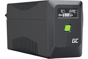 GREEN CELL Greencell UPS 650VA 360 W PowerProof avec écran LCD – Protection électrique pour appareils, Batterie 12 V/7 Ah, Protection Contre Les surtensions, Alimentation de Secours, appareils ménagers et