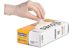 THE REAL TOUCH K-MART Guantes multiusos de vinilo, sin polvo, desechables, extrafuertes, caja de 100, transparentes (grande)
