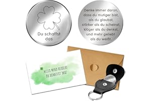 DATO DALLA NATURA Du Schaffst Das Glücksbringer Schlüsselanhänger, Mutmacher Glücksbringer Kinder Geschenk für Männer, Klein Glücksbringer Schulanfang Prüfung, Glücksbringer Operation Motivationsgeschenke für Frauen