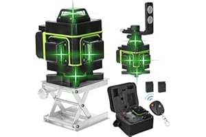 Niveau-Laser à 16 Lignes 360° Vert 4D,Weytoll Horizontale Verticale 3° Auto-nivellement La-ser Chantier avec 2 Batteries + Machine Niveau + Plate-forme + Support Mural + Clip + Adaptateur