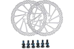 Yongness Rotor de frein à disque de vélo,G3 rotor de frein Argent 203 mm à 6 trous, paquet de 2 avec 12 vis, rotor de frein en acier inoxydable, compatible avec Shimano Tektro Avid Magura Hayes