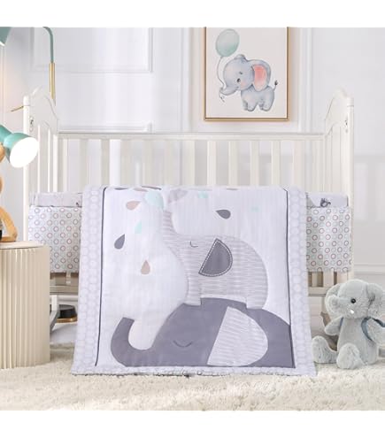 Crib Bedding Set Levtex Elephant Crib Duvet Skylar 4-piece Nursery