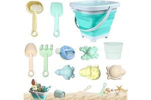 NHYDZSZ 11 Pièces Jouet de Plage Enfant, Jeux de Plage avec Seau Plage Pliant, Kit de Jeu de Plage Enfant, Bac à Sable Jouets de Plage pour Enfants Garçons Filles (A)