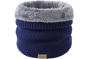 HYUET Cache-Cou Hiver Écharpe Circulaire Tricotée Tour de Cou Col Épaisse Cache Cou Doublée de Tube Écharpe en Polaire Thermique Doux Hommes Femmes Hiver pour le Ski Moto Vélo