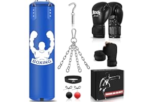 NZQXJXZ Heavy Punch Bag Set for Adults - 4FT Unfilled Kicking Bag, Reflex Ball, MMA Gloves, Wristband, Boxing Training Equipment for Karate, Kickboxing, Muay Thai