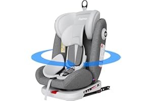 Fourward Baby Autositz 360° drehbar | ISOFIX | Ruheposition | Gruppe 0+1/2/3 | 9-36 kg | Kindersitz mit 5-Punkt-Sicherheitsgurt | Komfortabler Kinderautositz | Hohe Sicherheit | Einfache Installation