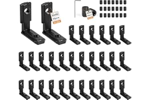 SUPAWAY 30 Stück Inneneckverbinder Aluprofil 2020 T-Nut 90° Zinklegierung Klammern T Slot Nut Außenwinkel Eckverbinder für 20er-Serie Europäischer Standard-Aluminium-Profil mit 60 Schrauben, Schwarz