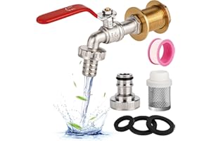 XCDMJ Kugelauslaufhahn 1/2 Zoll Kugel-Auslaufventil Messing Wasserhahn Regentonne Universal Frostsicher Garten Wasserhahn mit Schlauchverschraubung+Filtersieb,Regenwassertank IBC Tank Zubehör