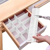 KSP HOME 12 Adjustable Strips Interlocking Self Assembly Plastic Drawer Divider Storage Clothing Organizer - Grid Closet Part