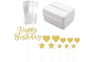 GLAITC Caja de dinero de pastel,Dinero tirando de la torta Toppers para tartas de cumpleaños y bolsas transparentes Accesorios de dinero para tartas para decoraciones de tartas de fiesta de cumpleaños