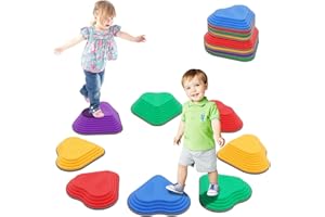 FORROBY Sensory Balance Stones for Kids,8 PCS Durable Non-Slip Balance Boards to Boost Balance & Motor Skills Balance Training Indoor & Outdoor,Obstacle Courses,Autism Balance Toy (Colorful)